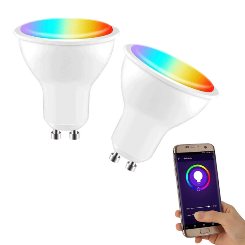 

2PCS CROSIKO 5W GU10 RGB LED Light Bulb Works With Tuya WIFI Smart Alexa Google Voice Control Bluetooth Bedroom Lamp Bul