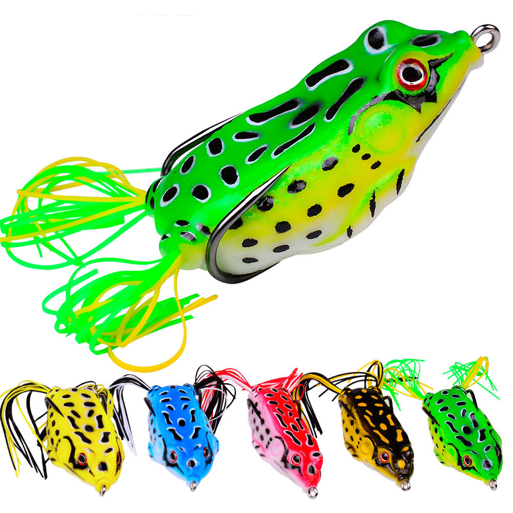 

5pcs Frog Fishing Lures 13g/6cm Soft Bait Frog Artificial Baits Fishing Tackle with Double Fishing Hooks for Freshwater
