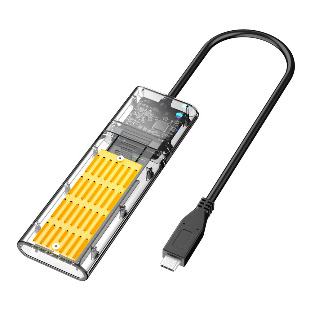 AODUKE JMS578 SSD Solid State SATA M.2 NGFF External Hard Drive Enclosure USB3.1 GEN1 Transparent Mo