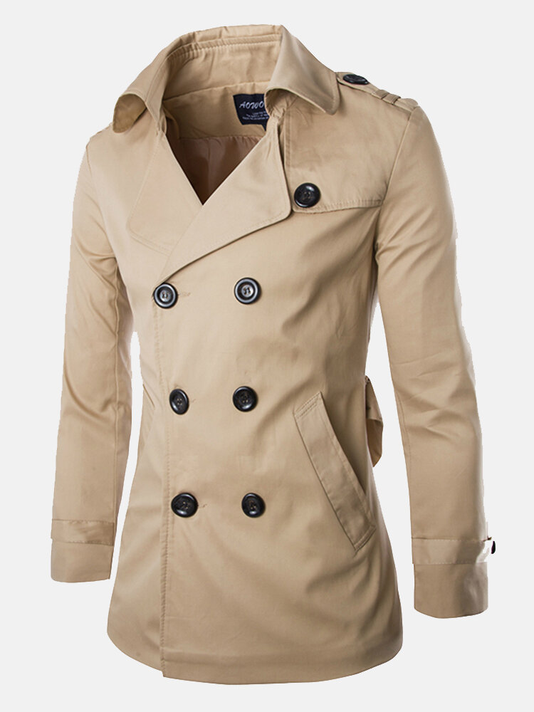 Mens Spring Autumn Double Breasted Casual Cotton British Style Trench Coats, Banggood  - buy with discount