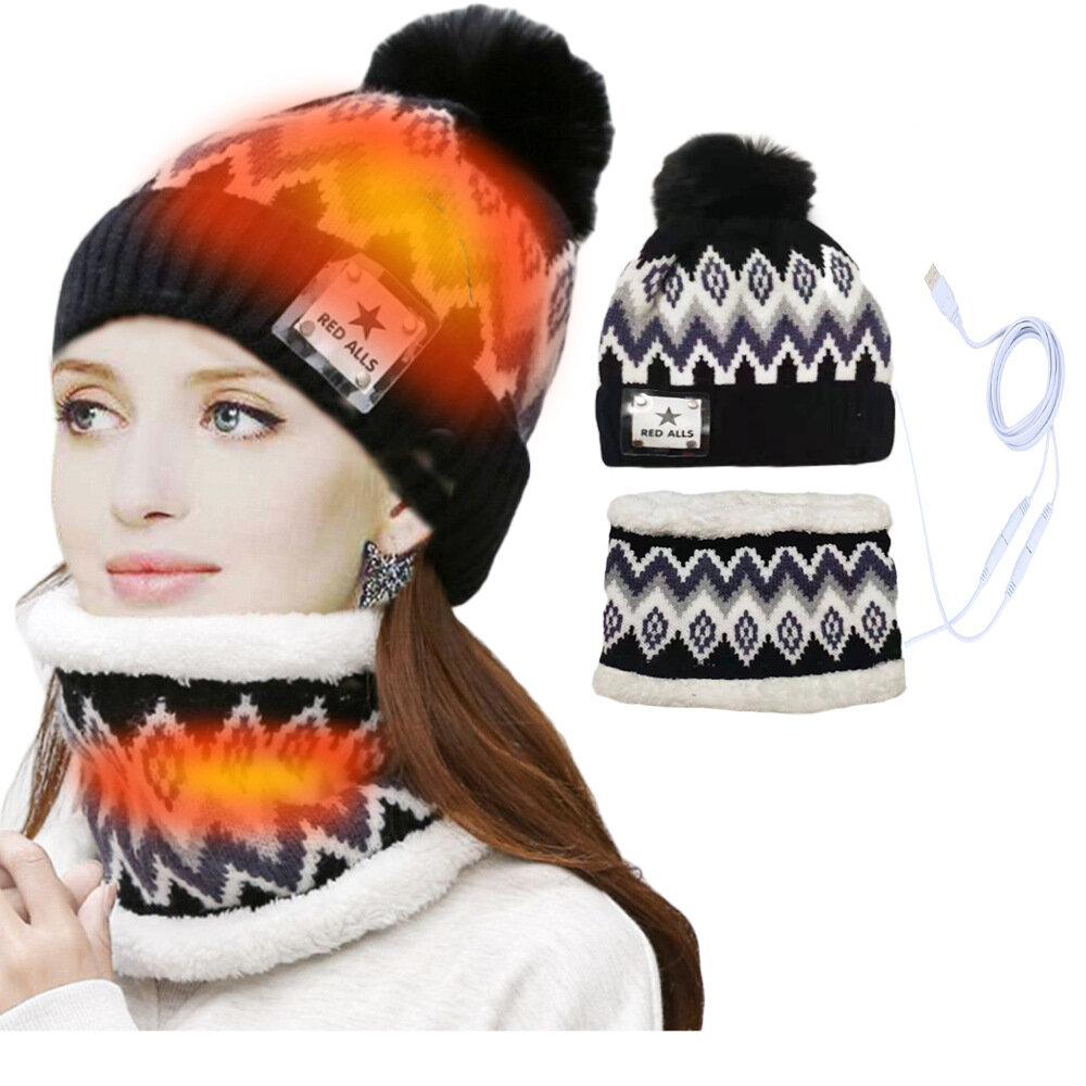 Cachecol de malha de inverno Chapéu capuz grosso e quente Chapéus para mulheres ao ar livre equitação bonés de esqui