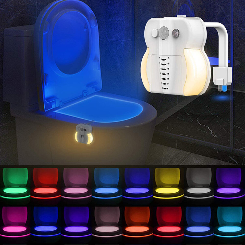 Στα €6.70 από αποθήκη Κίνας | 3 in 1 Toilet UV Night Light 16 Colors Changeable LED UV Toilet Bowl LED Luminaria Lamp Motion Sensor Night Light Aroma Lamp for Bathroom
