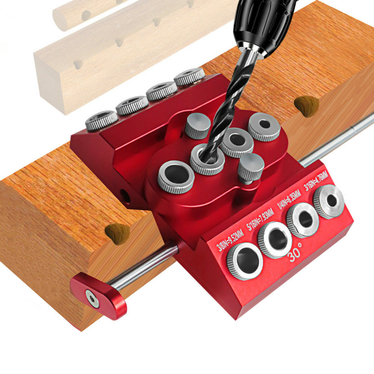 

V-Drill Guide 30 45 90 Angled Drill Guide Jig with 4 Sizes Drill Holes for Flat Surface Round Part Corner Angled Straigh