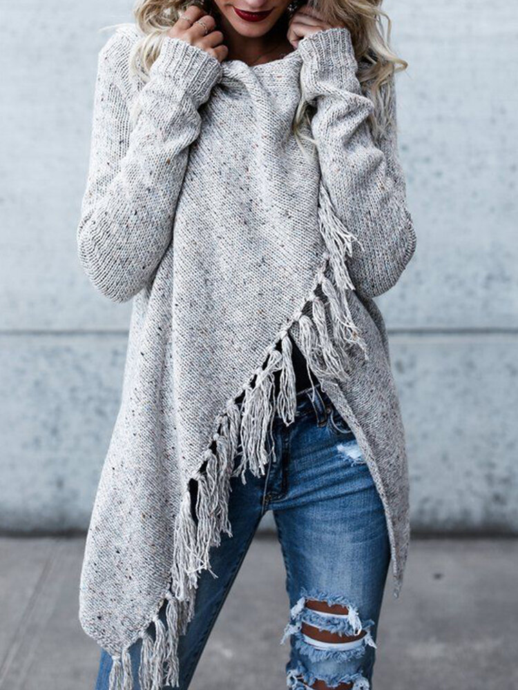 Dames Winter Warm Lange Mouwen Tassel Sweater Coats Outwears