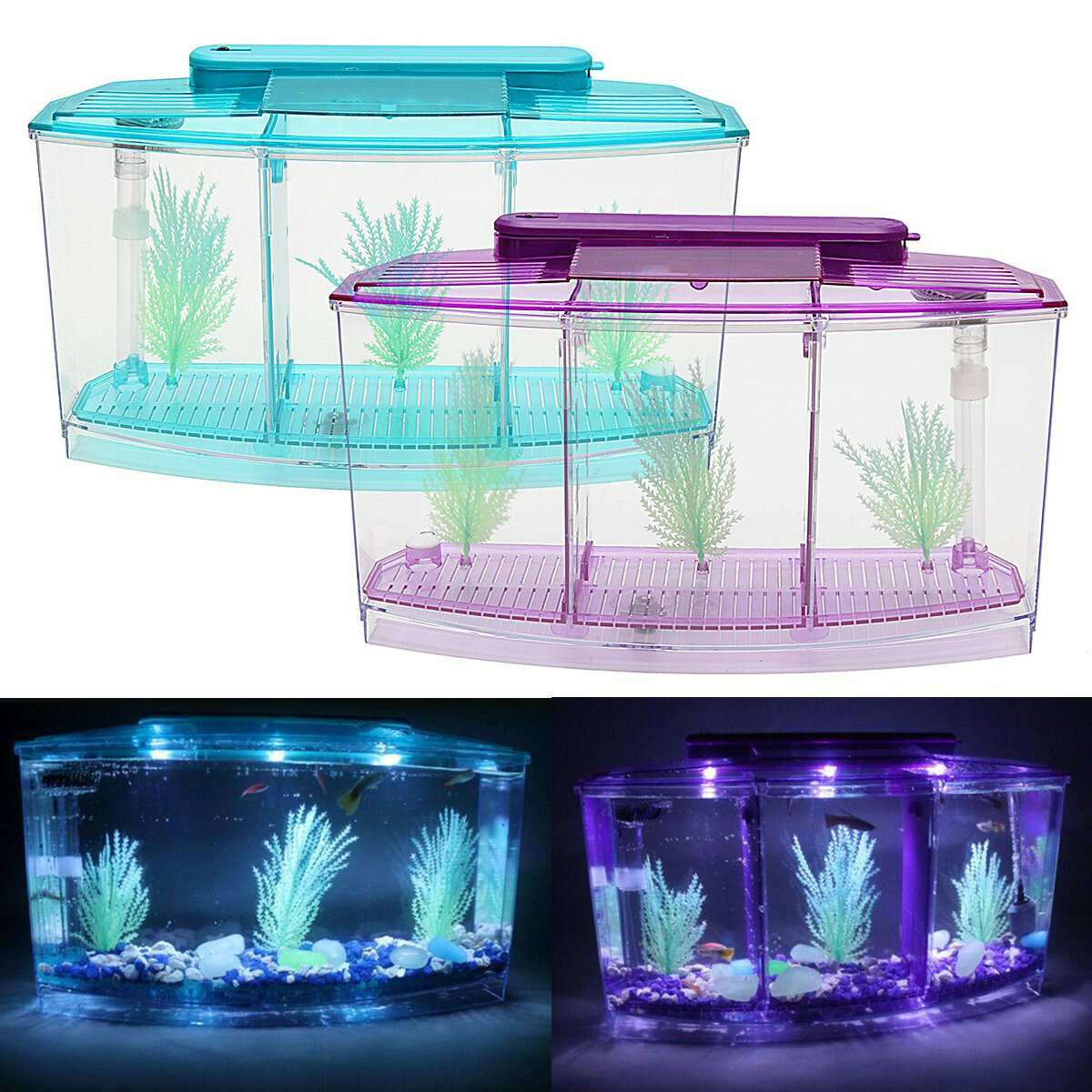 ZANLURE Mini Zwembad Ecosysteem Aquarium Aquarium Met LED Licht Vis Aquarium Tank Divider Filter Wat