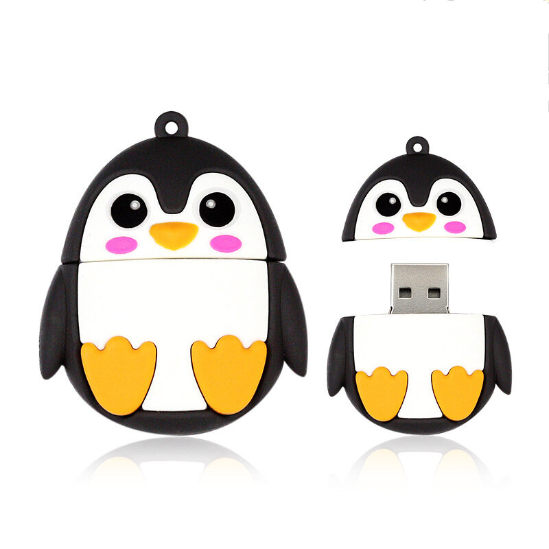 MicroDrive USB Flash Drive 32GB/64GB/128 GB Mini Cartoon Owl Penguin Bee Pendrive High Speed Externe
