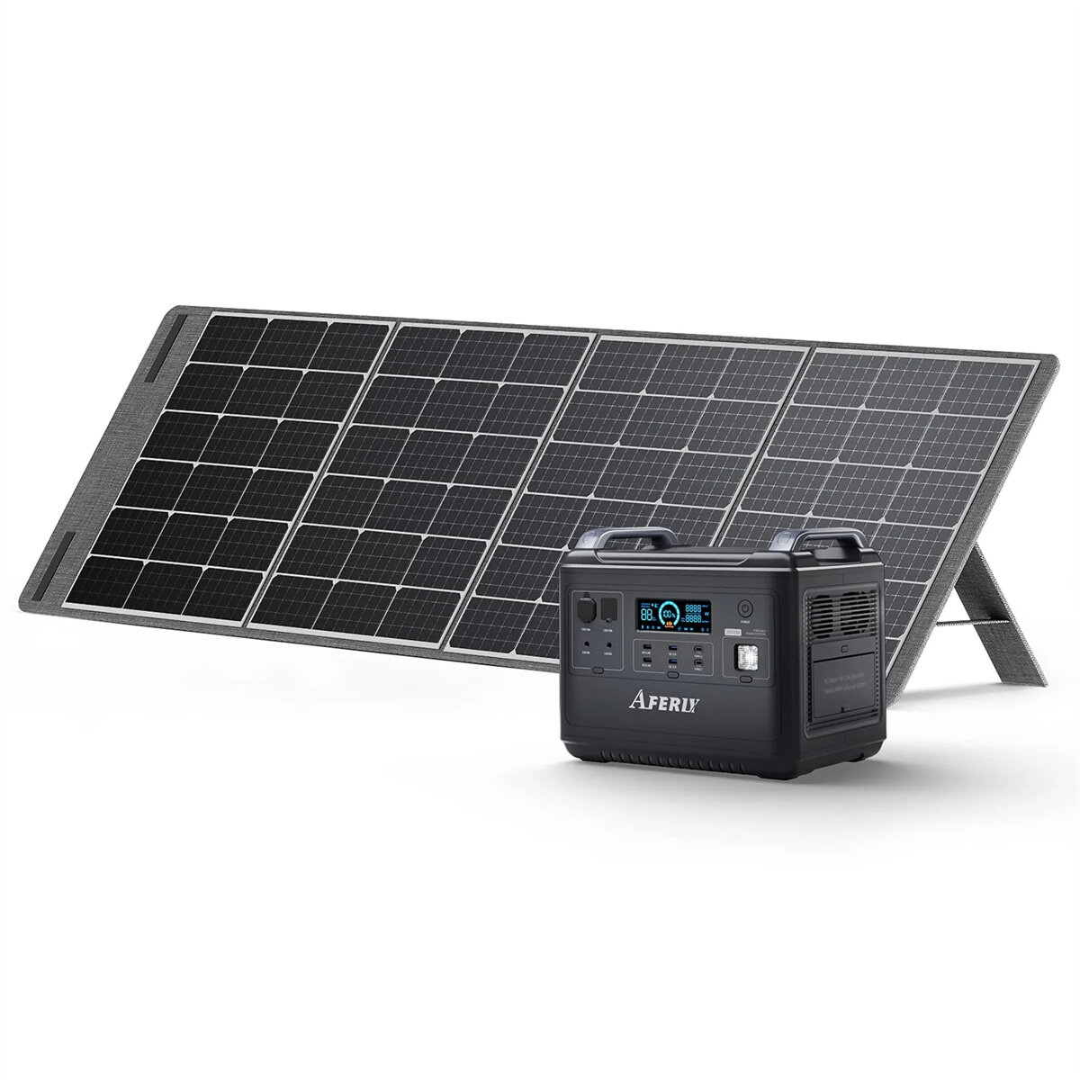[EU direkt] Aferiy 2000W portabel strömförsörjning med 200W solpanel, 1997Wh/624000mAh LiFePO4 förvaringsbatteri, UPS-störningsfri enhet för energisparande camping utomhus EU-kontakt