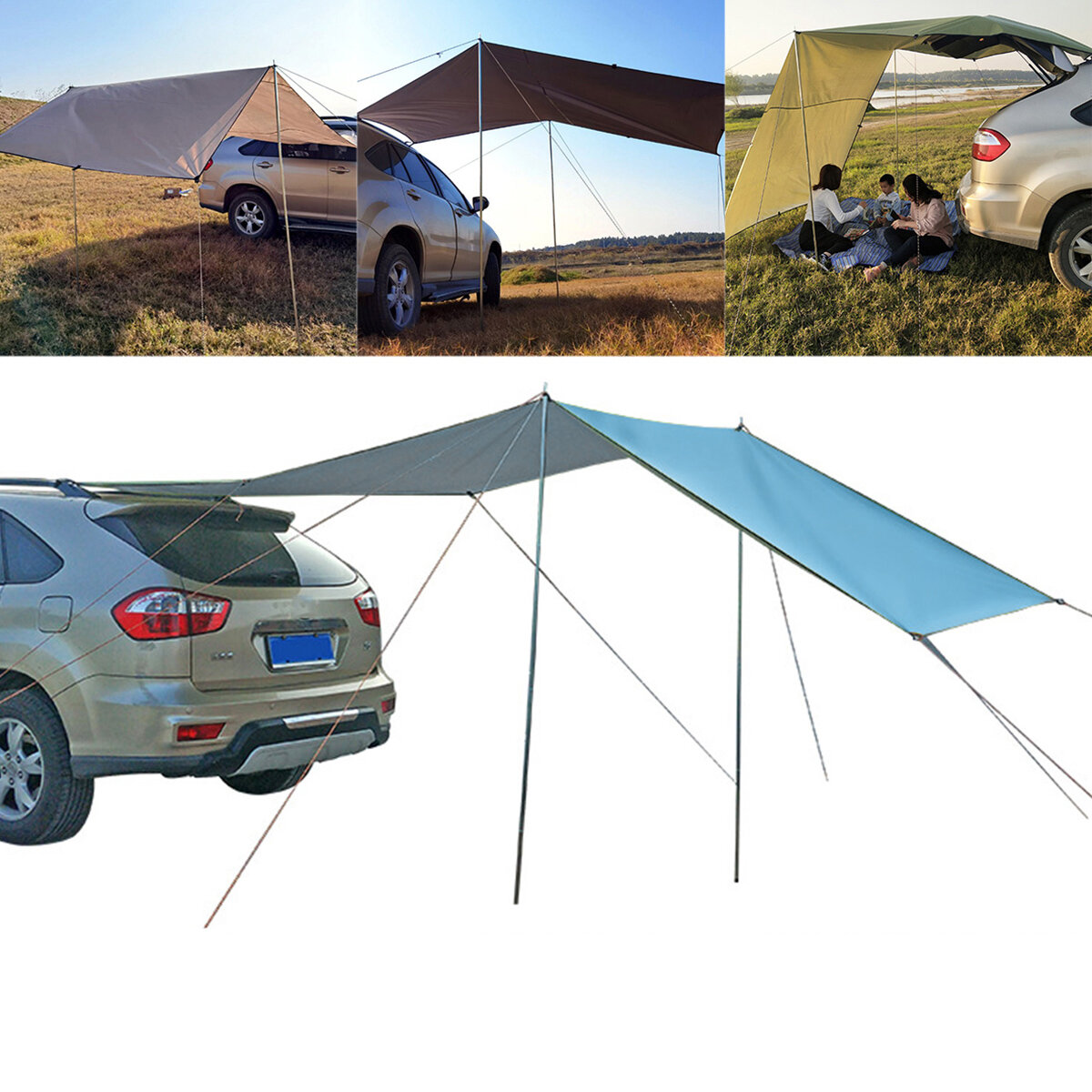 Araba Yan Tente Su Geçirmez Outdoor Kampçılık Seyahat için UV geçirmez Çatı Çadır Gölgelik