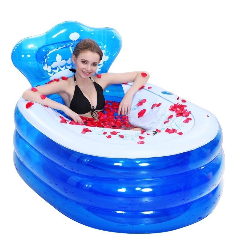 145 x 80 x 45CM Foldable Inflatable Bathtub Portable Adult with Air Pump Steam Spa Sauna Plunge Bath
