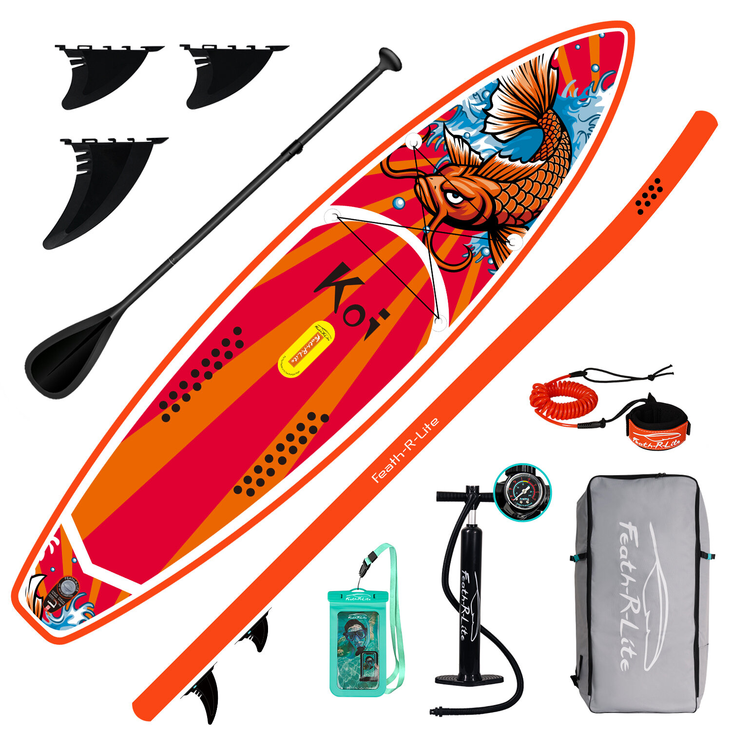 

[EU Direct] FunWater Inflatable Stand Up Paddle Board Surfboard Complete Paddleboard Accessories Adjustable Paddle, Pump
