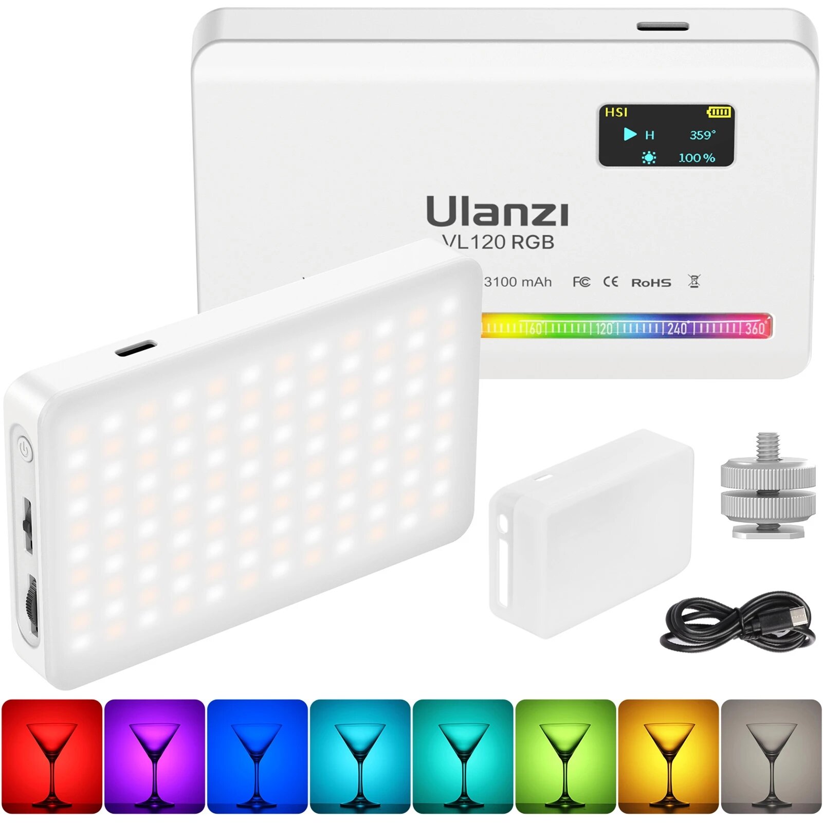 

Ulanzi VL120 RGB Video Light 2500K-9000K with Silicon Diffuser Camera Lamp CRI 95+ Smartphone Selfie Lighting Photograph