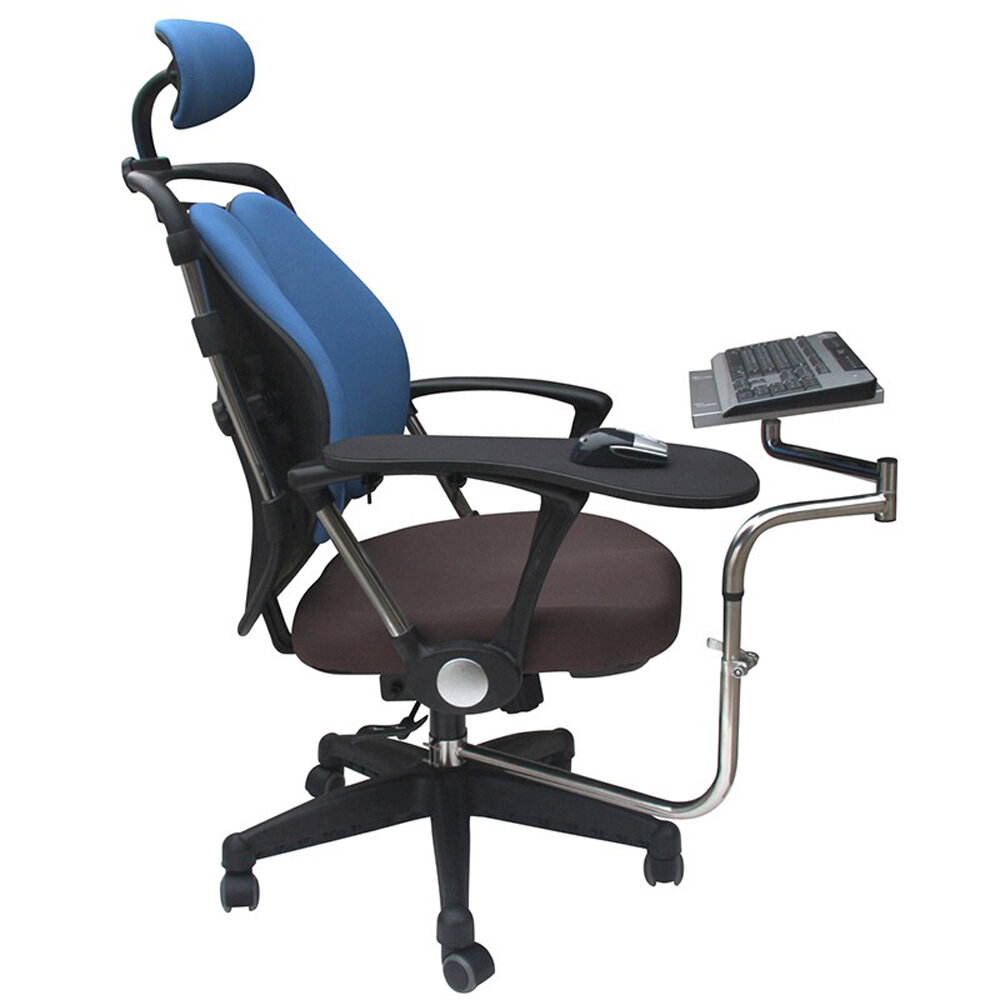 

Full Motion Chair Shaft Clamp Keyboard Support + Chair Arm Clamp Elbow Wrist Support Mouse Pad Arm Rest for Home Office