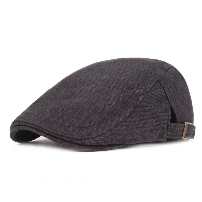 

Men Cotton Beret Caps Forward Caps Outdoor Travel Hats Solid Berets