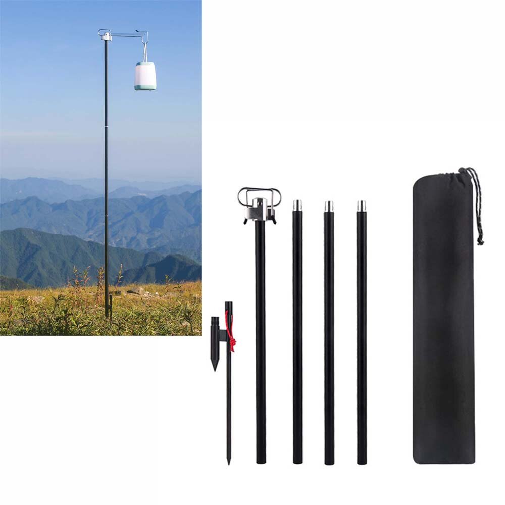 Outdoor Camping Folding Light Stand 16mm Thick Light Pole Double Hook Portable Rack Made Of Aluminum