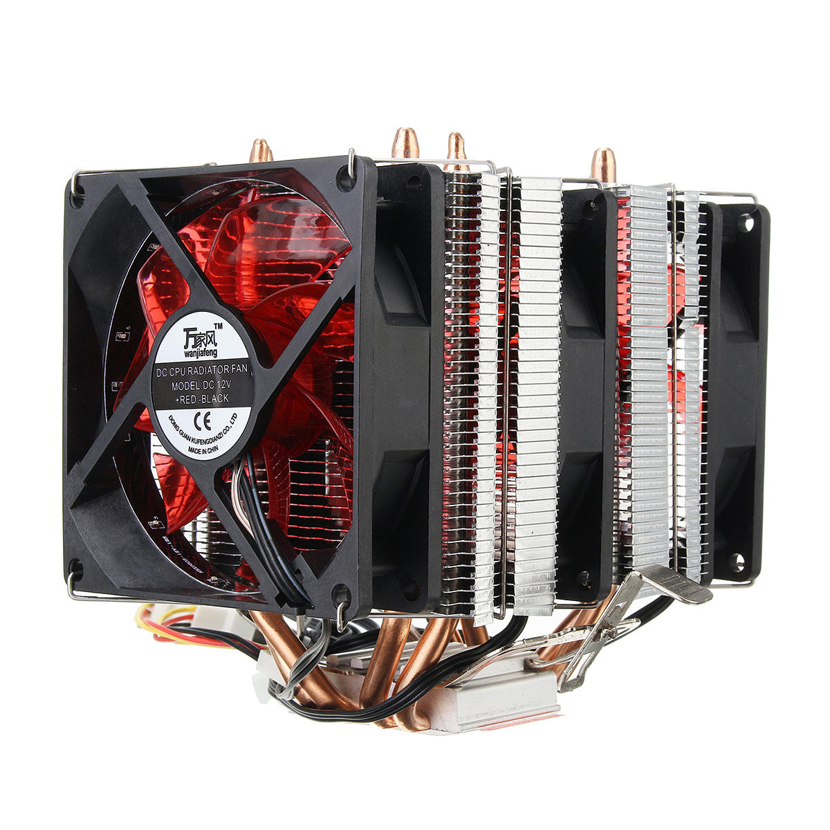 4 أنابيب الحرارة الأحمر ليد 3 وحدة المعالجة المركزية تبريد برودة مروحة المبرد ل أمد AM2 / 2 + AM3 Intel لغا 1156