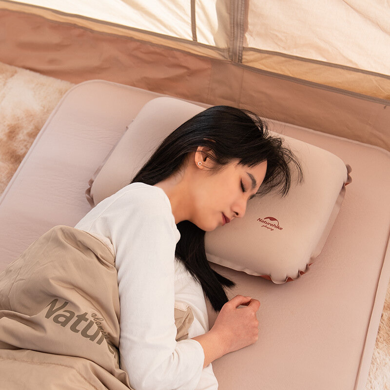 Travesseiro dobrável inflável Naturehike Pillow 3D Comfortable com esponja silenciosa de espuma para acampar, travesseiros portáteis para exteriores