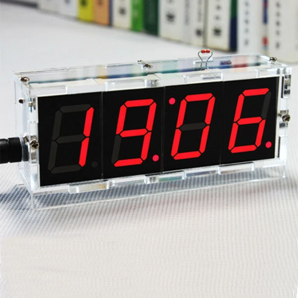 

Geekcreit 2PCS DIY 4 Digit LED Electronic Clock Kit Temperature Light Control Version-Red+Case