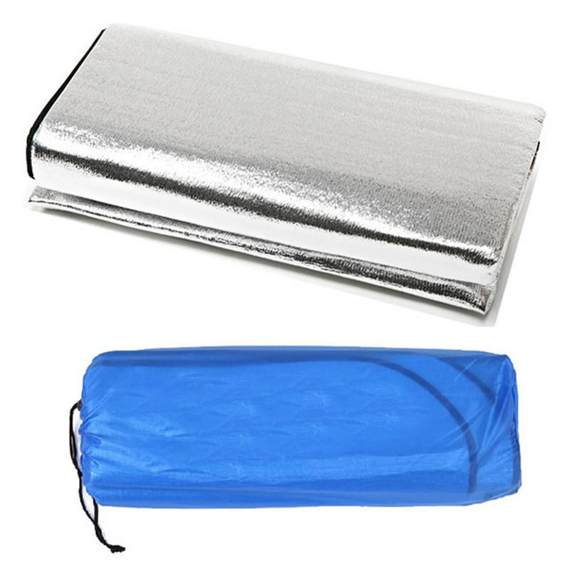 2x2m Outdoor Double Side Aluminum Foil Picnic Mat Moistureproof Folding Sleeping Beach Pad With Storage Bag Outdoor Camping