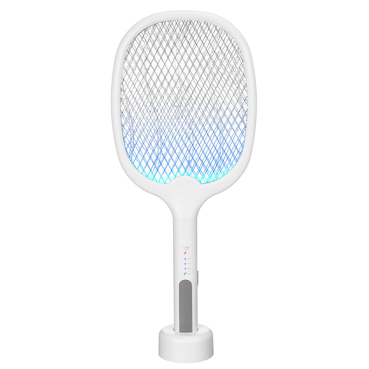 2 In 1 Electronic Fly Swatter Three-Layer Large Grid Intelligent Electric Mosquito Swatter With LED Light 1200mAh 3500V USB Rechargeable