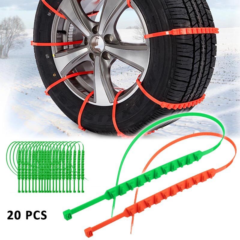 

20 Pcs Car Snow Chain Universal Anti-Slip Rainproof Adjustable Thicken Snow Chains Car-Styling Outdoor Climbing Skiing