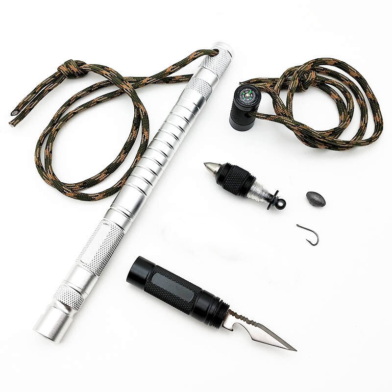IPRee® 7 In 1 EDC Fire Stick Survival Whistle Comapss Κατσαβίδι Γραμμή Ασφαλείας Σφυρί Ασφάλεια Πολυλειτουργικά Εργαλεία Σετ Κάμπινγκ Έκτακτης Ανάγκης 