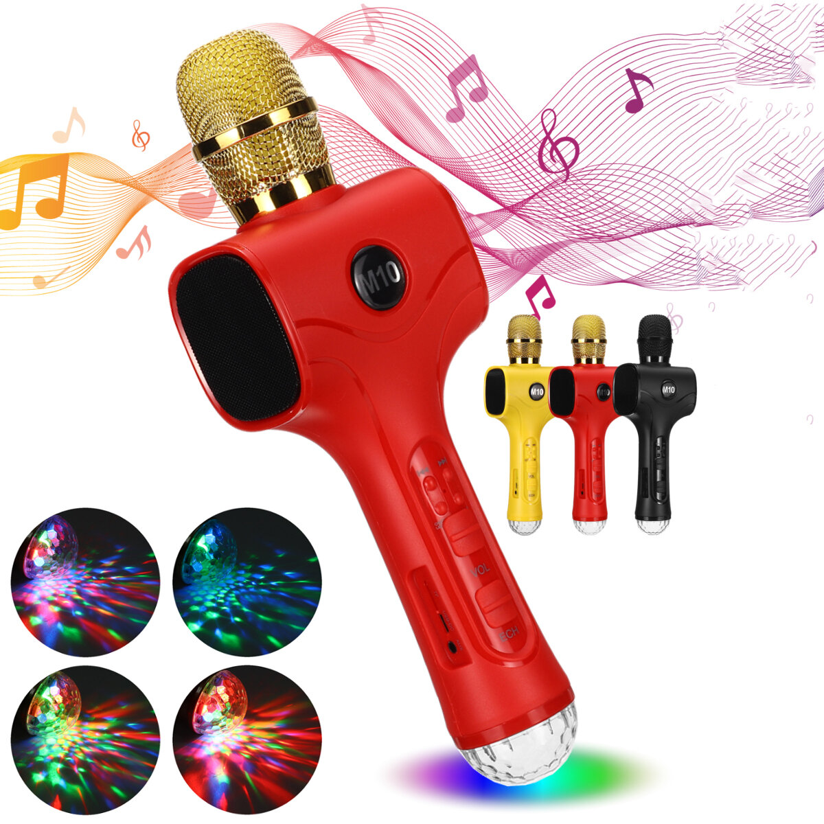 

Bakeey M10 Wireless bluetooth Microphone 13W*2 HIFI Stereo Speaker TF Card AUX-In Luminous 2600mAh Karaoke Mic Recorder