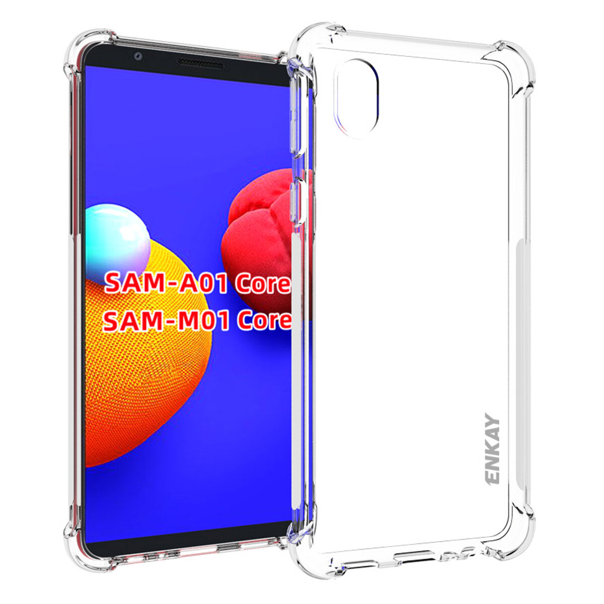 Enkay voor Samsung Galaxy A01 Core / M01 Core Case met Airbags Anti-Fingerprint Niet-geel Transparan