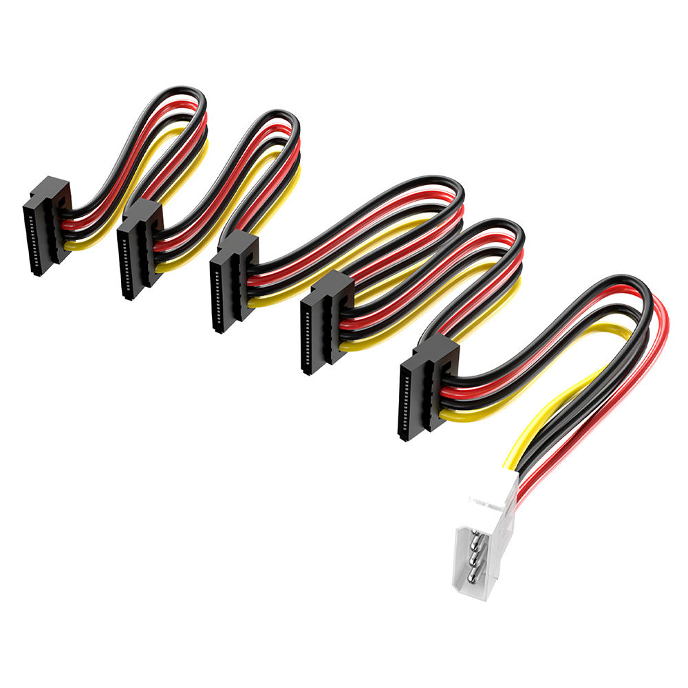 Acasis 4Pin to 15Pin 1 to 5 SATA Power Cable SATA Power Adapter Cable Conversion Cable Cord for 2.5"