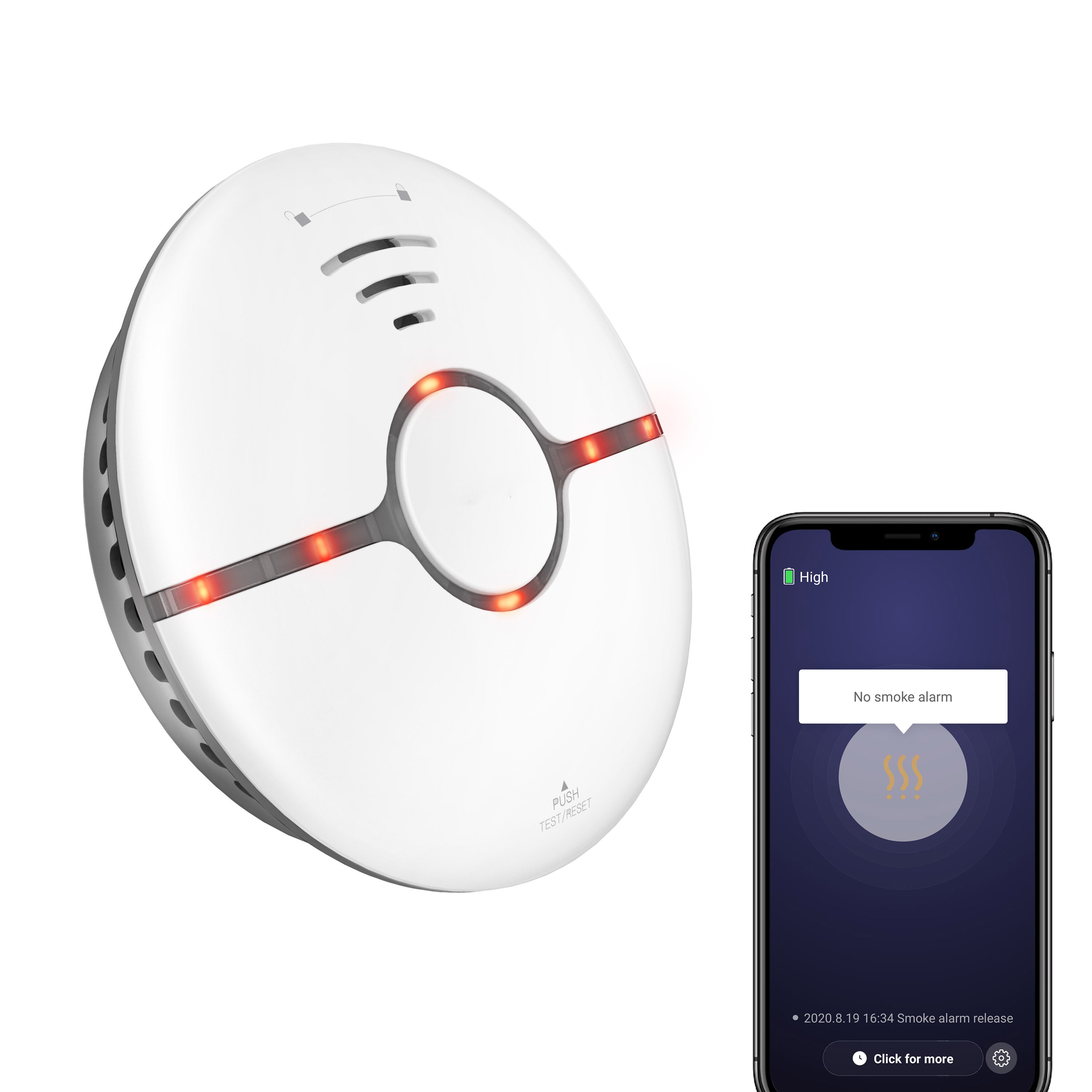Tuya wifi smoke wireless smart fire smoke alarm with auto self-check function app remote alarm