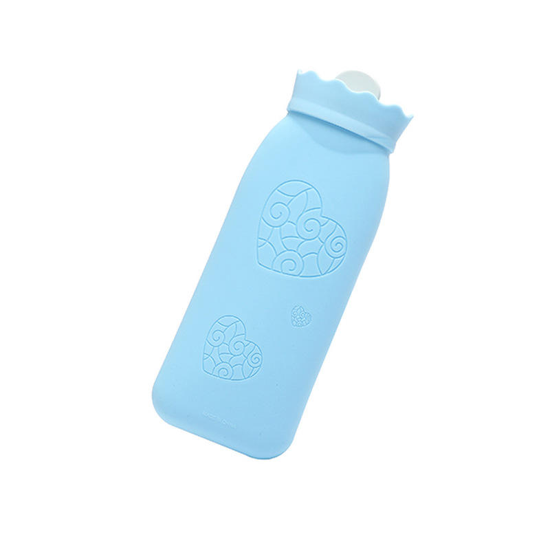 Silikonowa butelka na ciepłą wodę Worek grzewczy do wtrysku wody Mini termoizolator z dzianinową osłoną