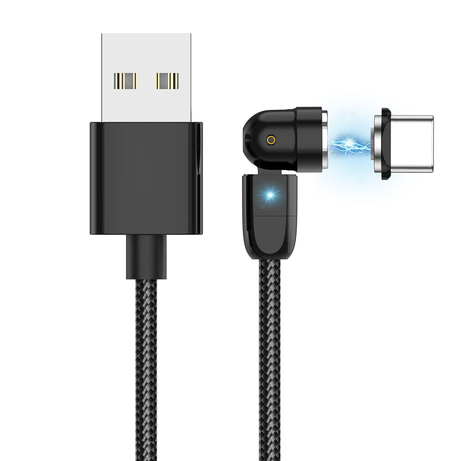 USLION 3 In 1 3A USB to USB-C / MicroUSBケーブル磁気540°回転急速充電データ伝送コードライン長さ0.5m / 1m / 2m Samsung Galaxy Note 20iPad Pro用2020MacBook Air 2020 Mi 10…