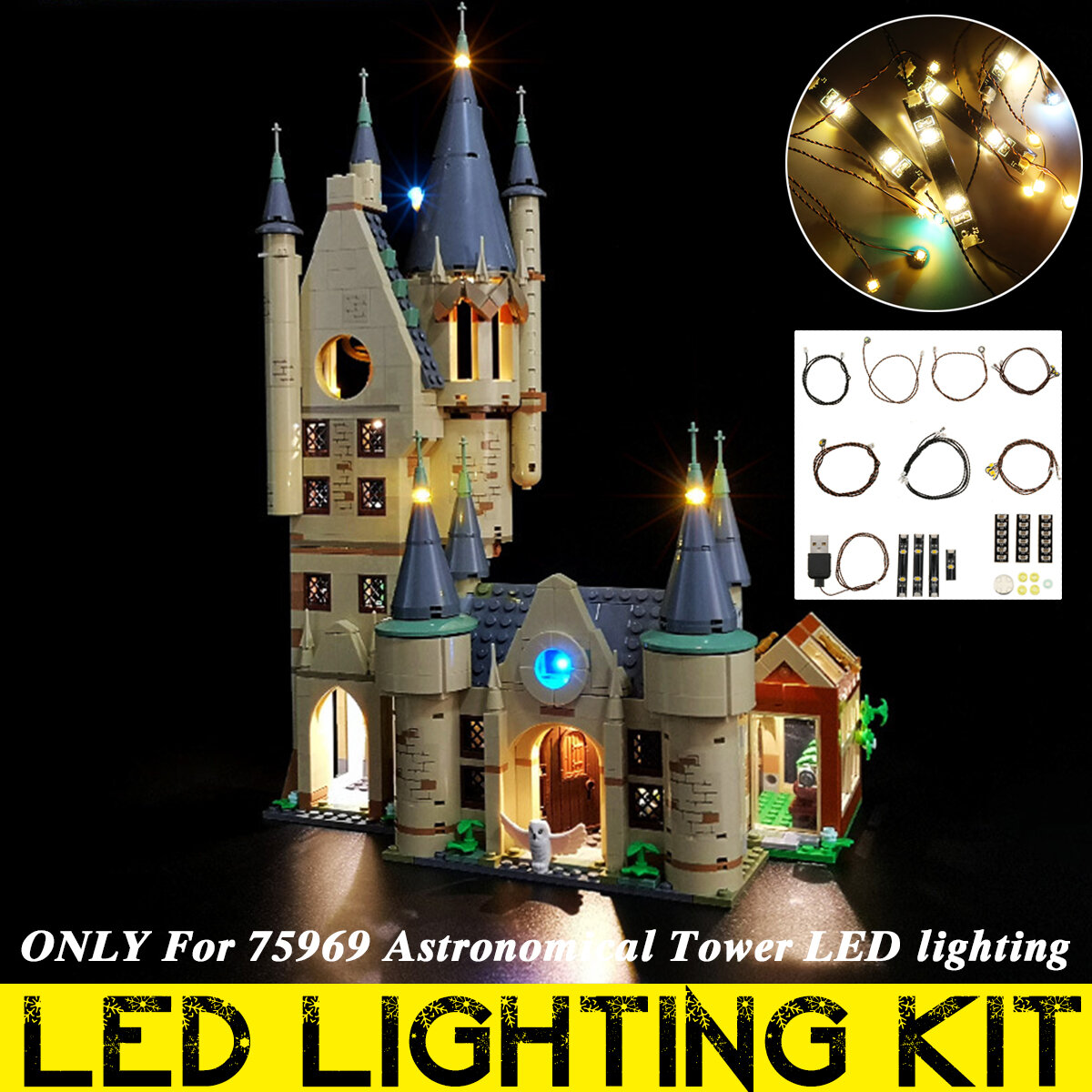 USB-aangedreven DIY LED-verlichtingsset ALLEEN voor Lego 75969 Astronomische Toren
