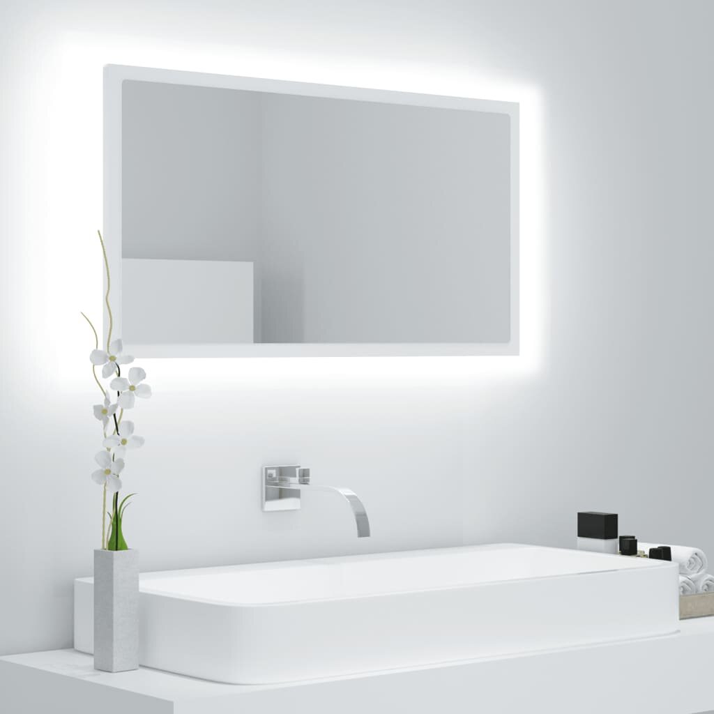 

VidaXL LED Bathroom Mirror White 31.5"x3.3"x14.6" Dimmable Adjustable Chipboard for Bathroom Bedroom