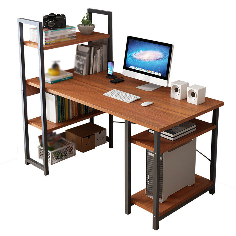 

Computer Desktop Desk Simple Desk with Bookshelf Combination One Table Student Simple Home Double Writing Desk for Home