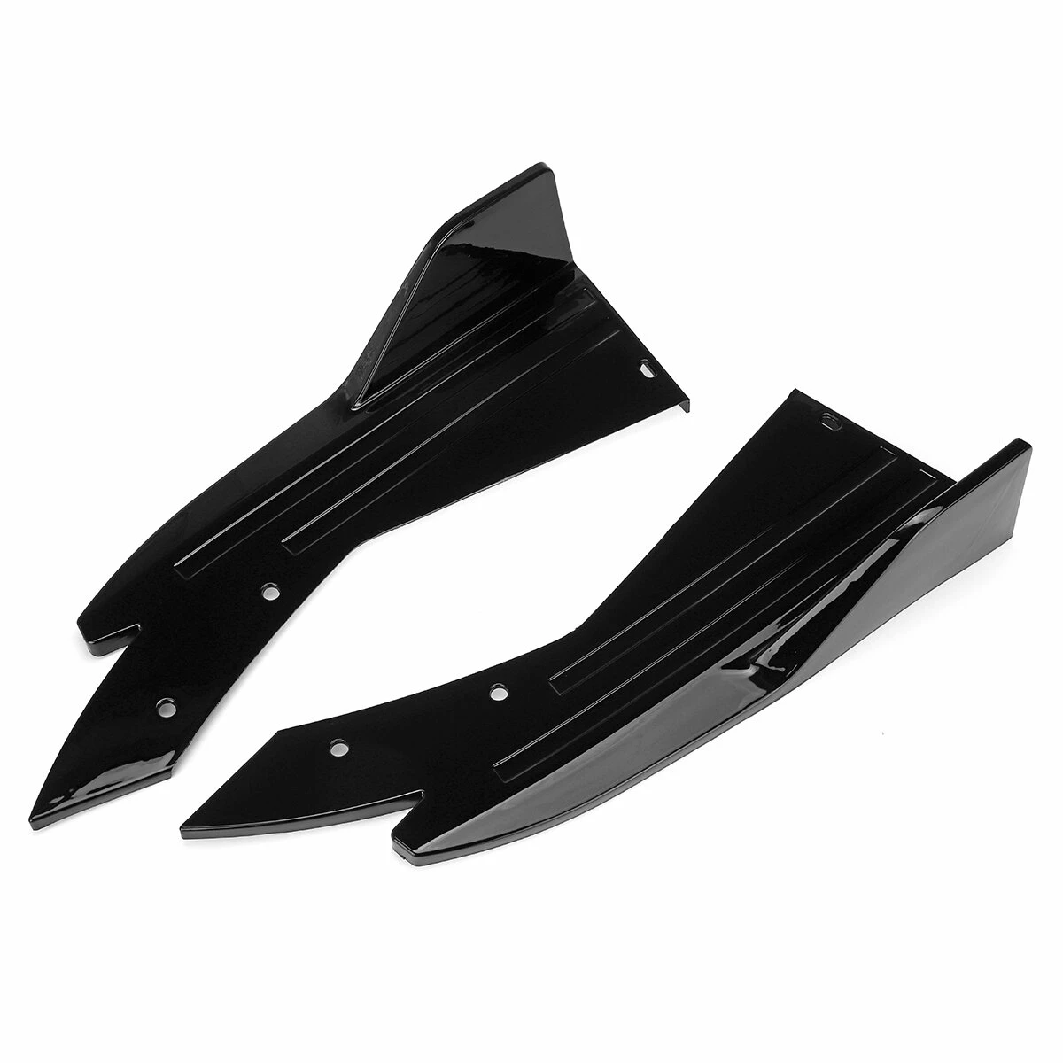 2Pcs Universal Anti Scratch Car Rear Bumper Lip Wrap Angle Splitters Glossy Black