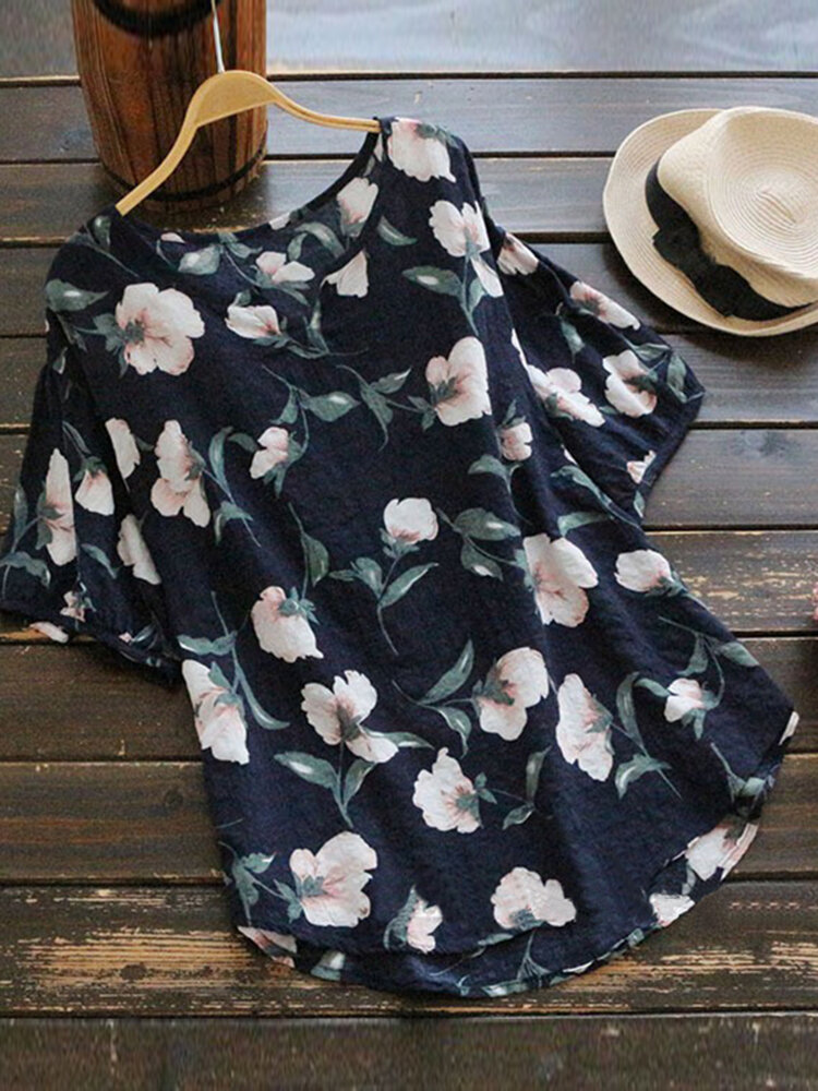 Casual Women Cotton Floral Printed Blouse