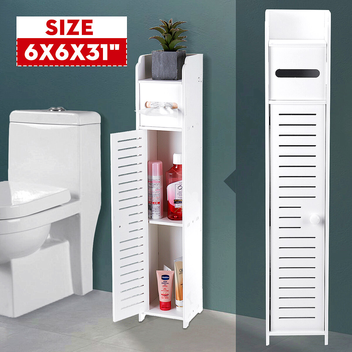 

3-Tier Standing Bathroom Cabinet Storage Organizer Floor Stand Shelve Space Save