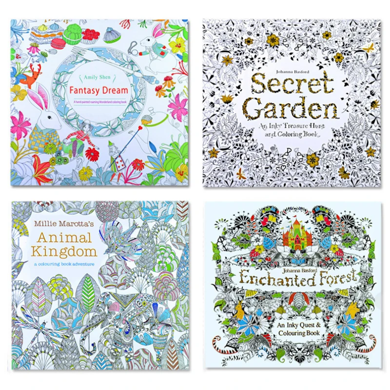 Double sided 24 Pages Decompression Hand painted Coloring English Book Children Adult Drawing Coloring Book Painting Paper