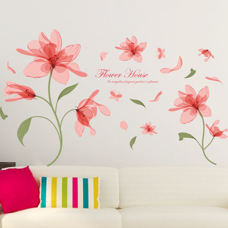 Pink Flowers Removable Vinyl Decal Wall Sticker Mural DIY Art Room Home Decor JC 