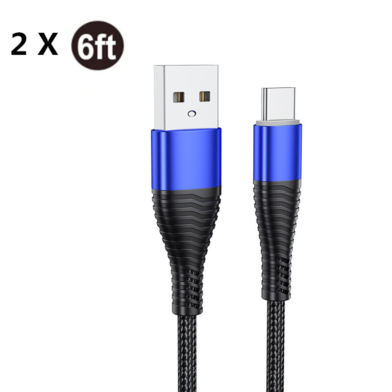 

[2 Pack]YKZ 3A USB Type-C Fast Charging Nylon Braided Data Cable for Samsung Galaxy Note S20 ultra Huawei Mate40 for One