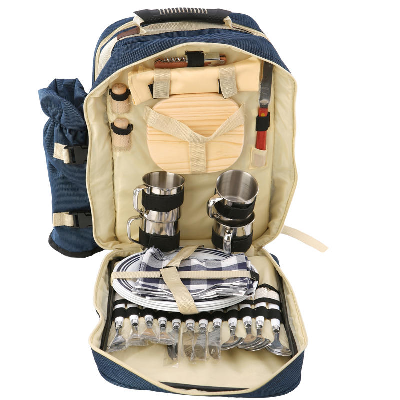 Εξωτερική τσάντα 4 ατόμων για πικνίκ Backpack Backpack, κάμπινγκ με φαγητό με φαγητό και σετ επιτραπέζιου σκεύους