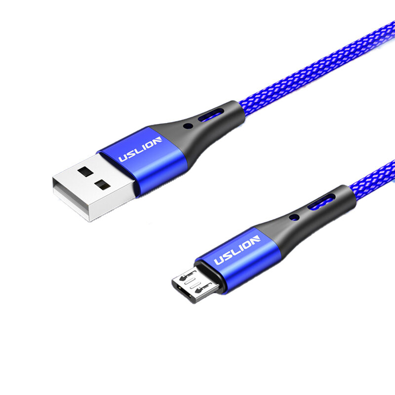 

USLION 3A USB-A to Micro USB Cable QC2.0 QC3.0 Fast Charging Data Transmission Nylon Weaving Core Line 0.5M/1M/2M Long f