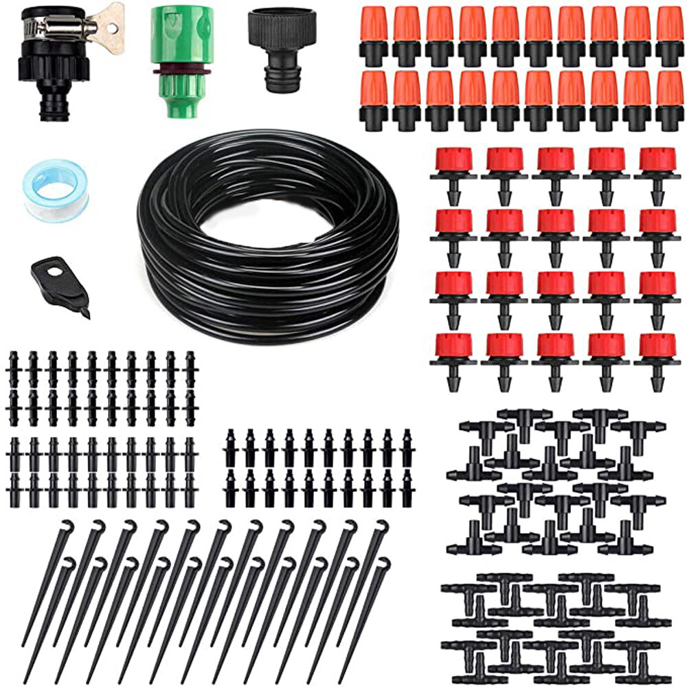15M Garden Watering System Drip Irrigation Spray Nozzle Kit 165Pcs Micro Sprinklers Hose Plant Watering Set
