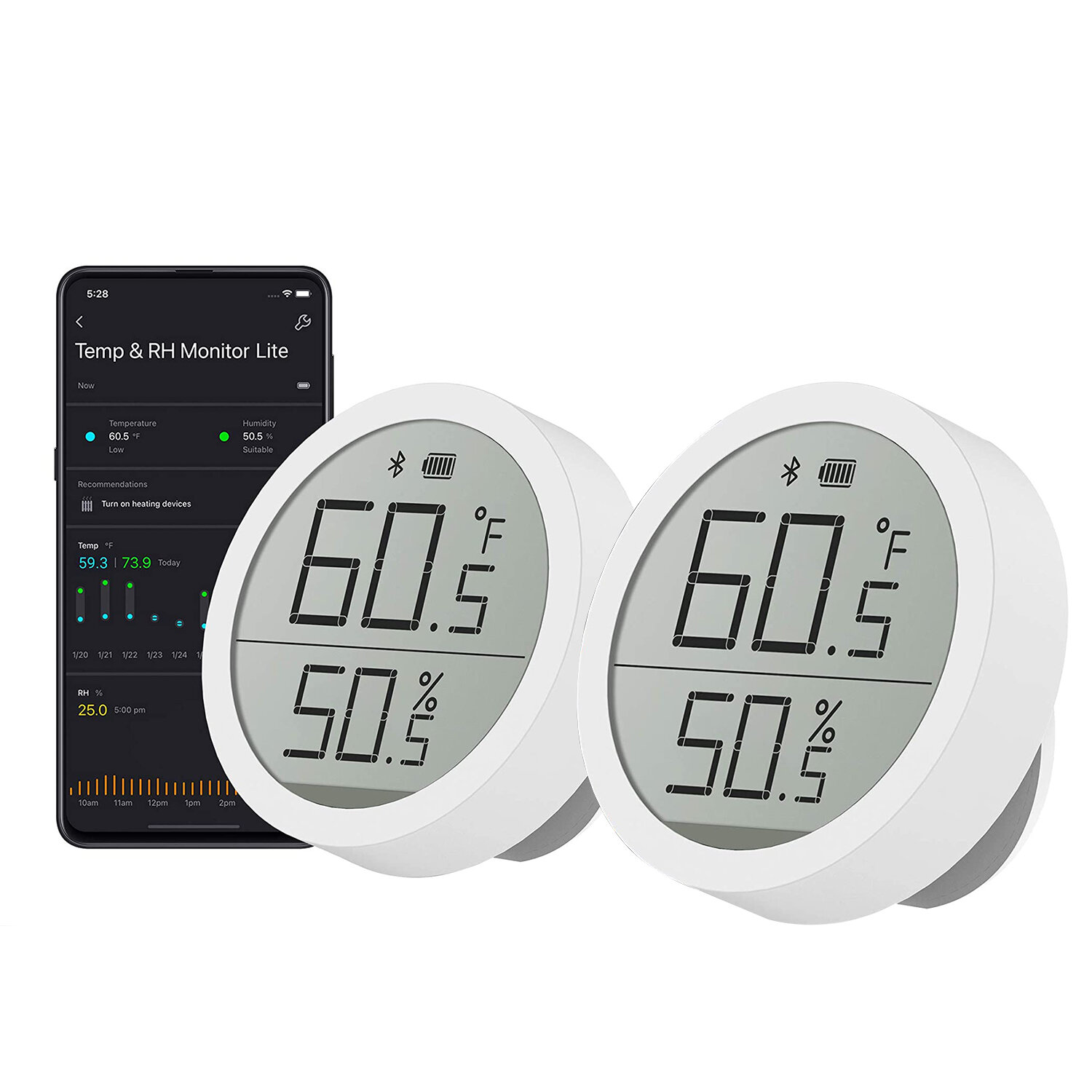 

2PCS ClearGrass Qingping Bluetooth 5.0 Smart Temperature Humidity Sensor Control Indoor Hygrometer Thermometer Detector