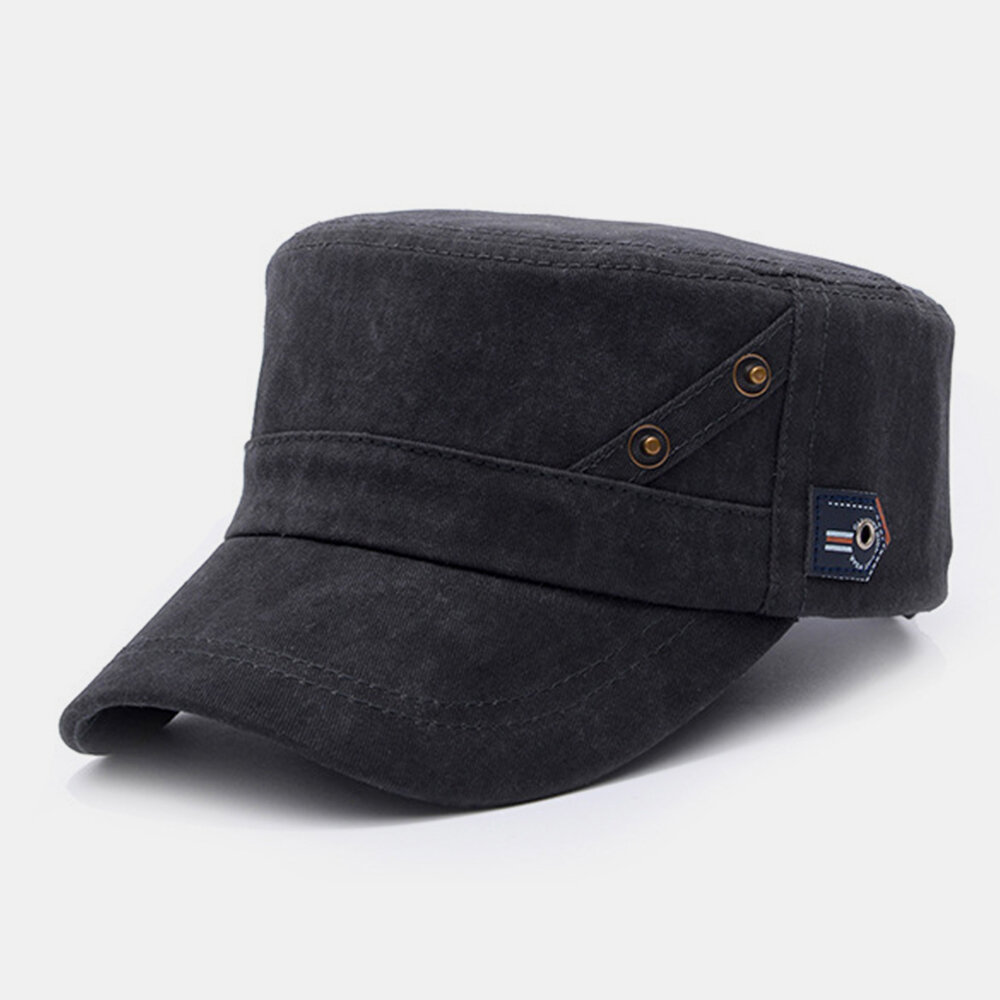 Mannen gemaakt-oud katoen casual korte effen kleur militaire hoed platte hoed pet