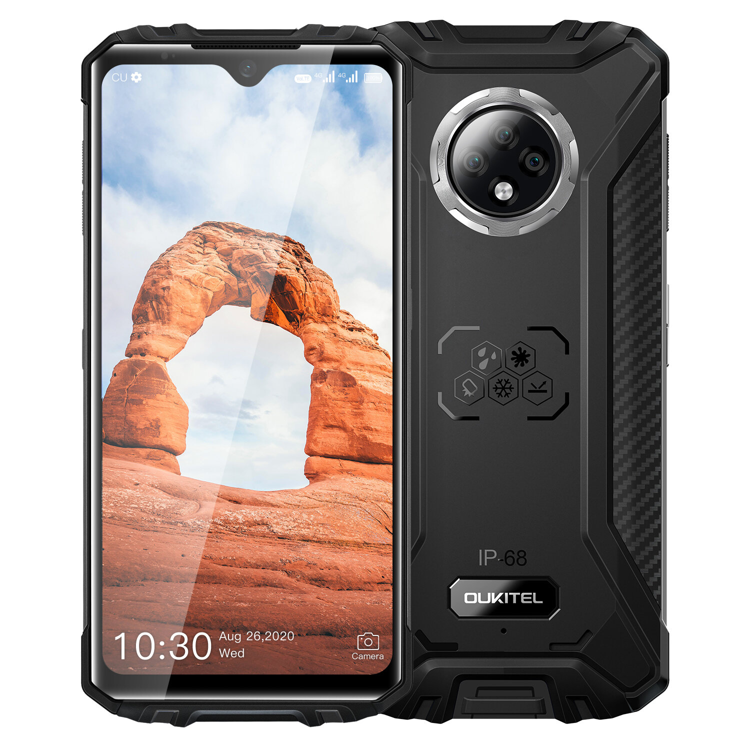 OUKITEL WP8 Pro Global Version IP68 & IP69K Étanche NFC Android 10 5000mAh 6,49 pouces 16MP Triple caméra arrière 4 Go 64GB MT6762D Smartphone 4G