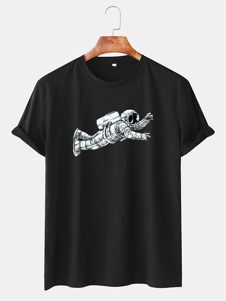 Heren Catton Astronaut Print T-shirts met ronde hals en korte mouwen