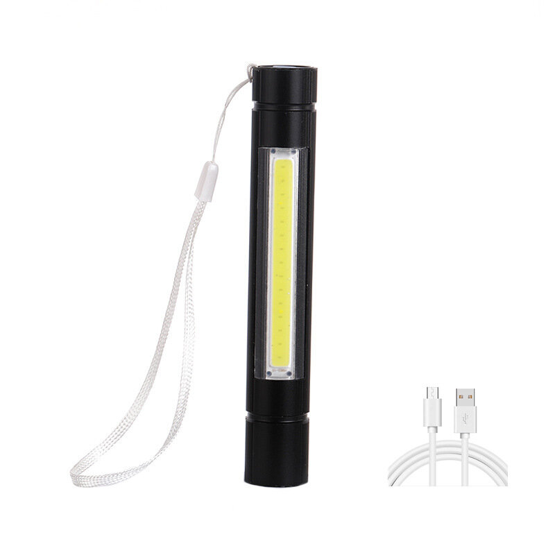 XANES? XPE+COB Mini Flashlight 200lm 3 Modes USB Rechargeable 150-300m Distance Tactical Torch