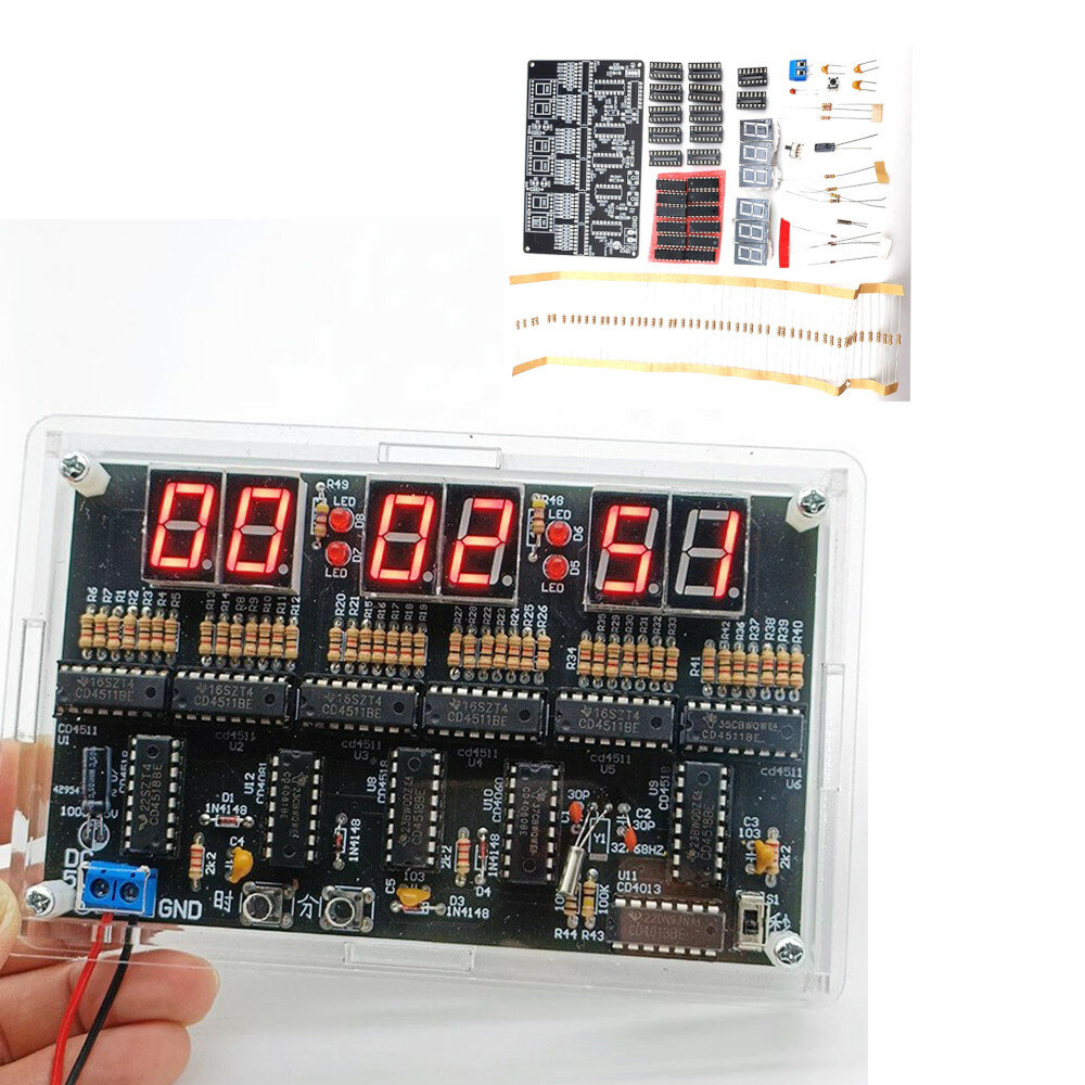 

6 Digits DIY Clock Kit Auto Display Time DIY Alarm Clock Soldering Practice Kit for Students and Diyers DC4.5V-5.5V