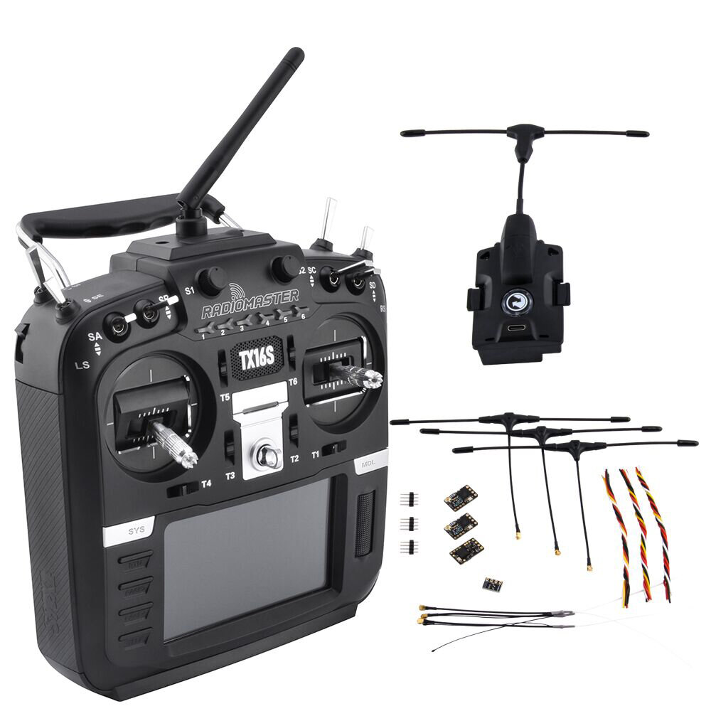 RadioMaster TX16S Hall Sensor Gimbals Multi－protocol RF System OpenTX Transmitter with TBS Crossfire Micro TX V2 Module and Receiver Combo Set